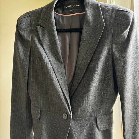 Charcoal Grey with Pale Pink Pinstripe Blazer - Picture 1 of 4